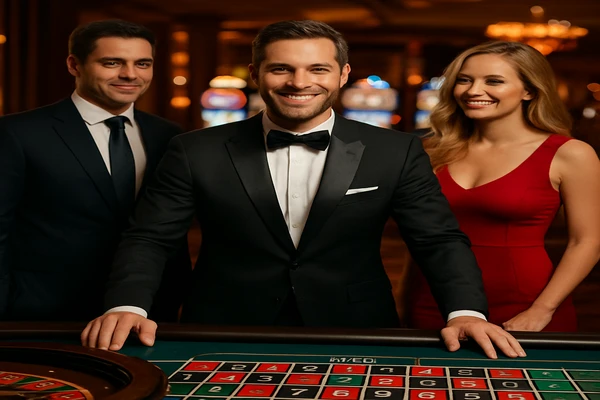 বর্ণিল স্লট মেশিন ও আলোয় ভরা গেমিং সেটআপ