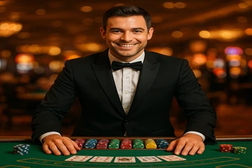 সোনালি মুদ্রা ও রুলেটের গতিশীল ক্যাসিনো দৃশ্য